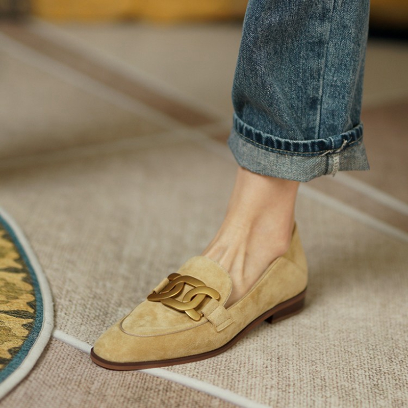 Casual Sandal Leather - Sepatu Wanita Hak Rendah Musim Semi/Musim
