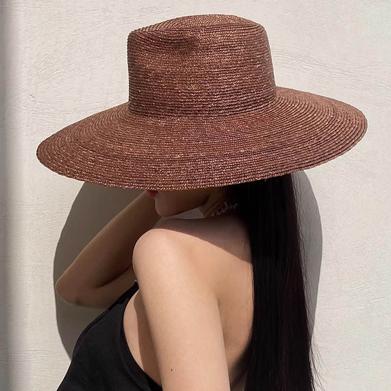 Bucket Hat Straw - Topi jerami Panama pinggiran besar untuk