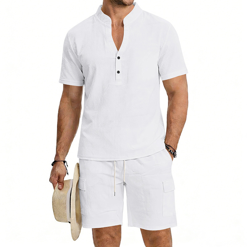 Setelan Linen Pria 2 Potong Mu - Short Linen Drawstring ulasan dan harga