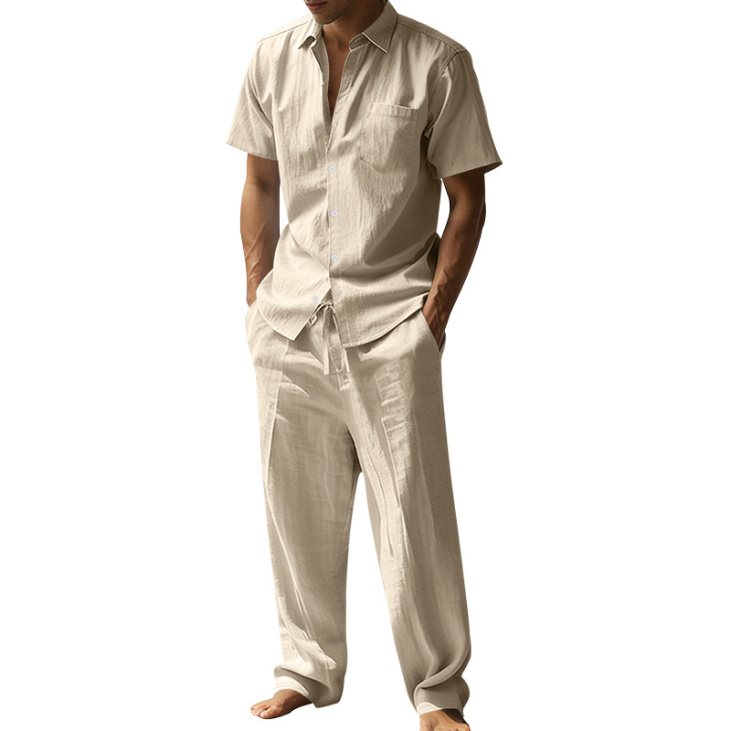Setelan Kemeja Linen Musim Pan - Short Linen Drawstring ulasan dan harga