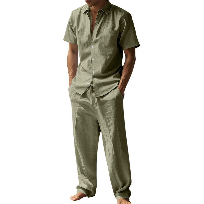 Setelan Kemeja Linen Musim Pan - Short Linen Drawstring ulasan dan harga