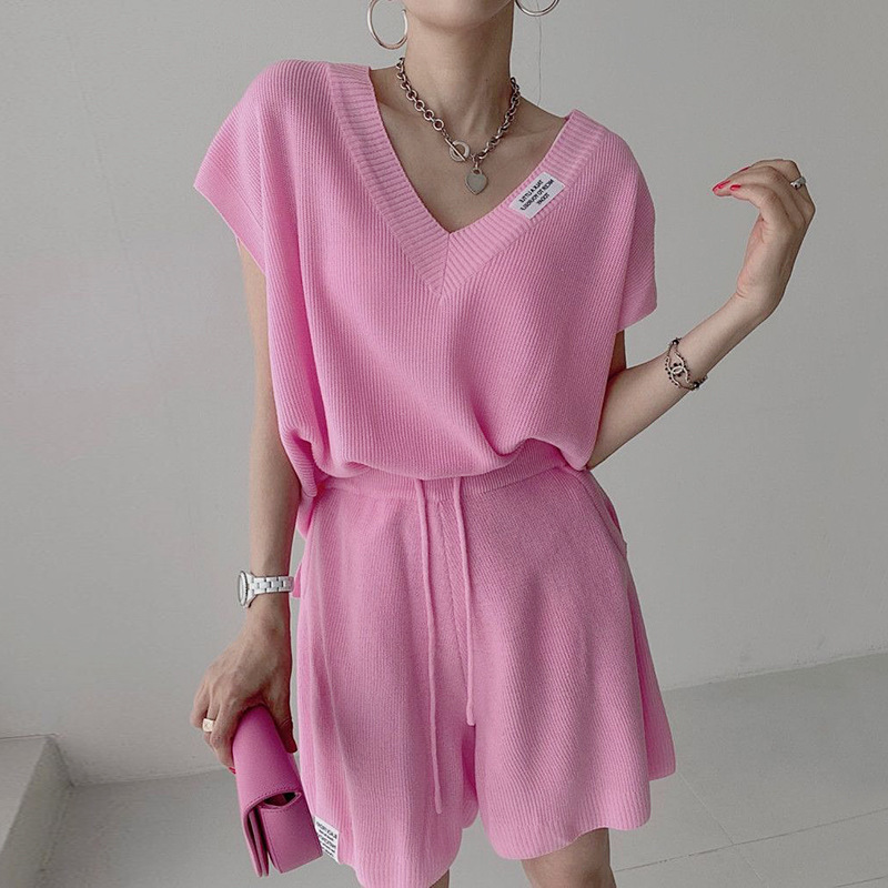 Set Dua Potong Wanita Rajutan, - Short Linen Drawstring ulasan dan harga