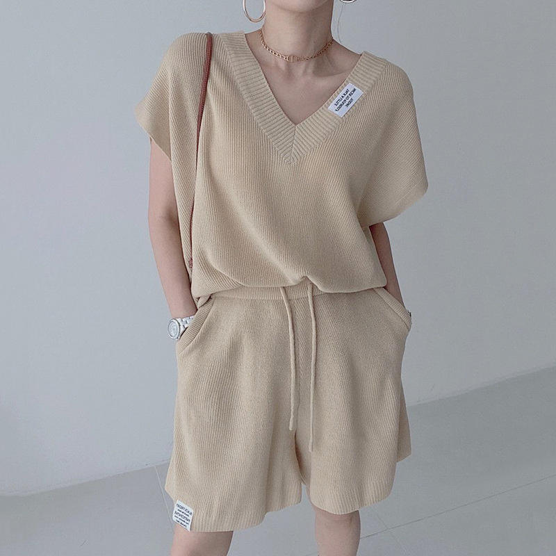 Set Dua Potong Wanita Rajutan, - Short Linen Drawstring ulasan dan harga