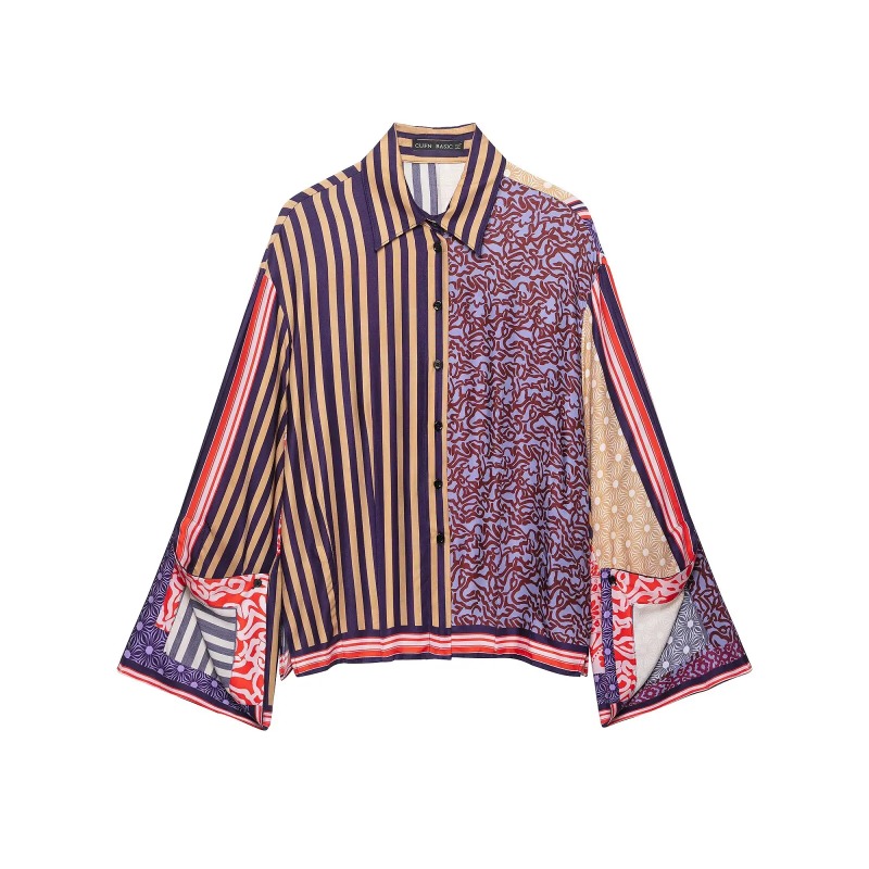 Setelan Rok Sarong Cetak Elega - Shirt Camp Collar ulasan dan harga